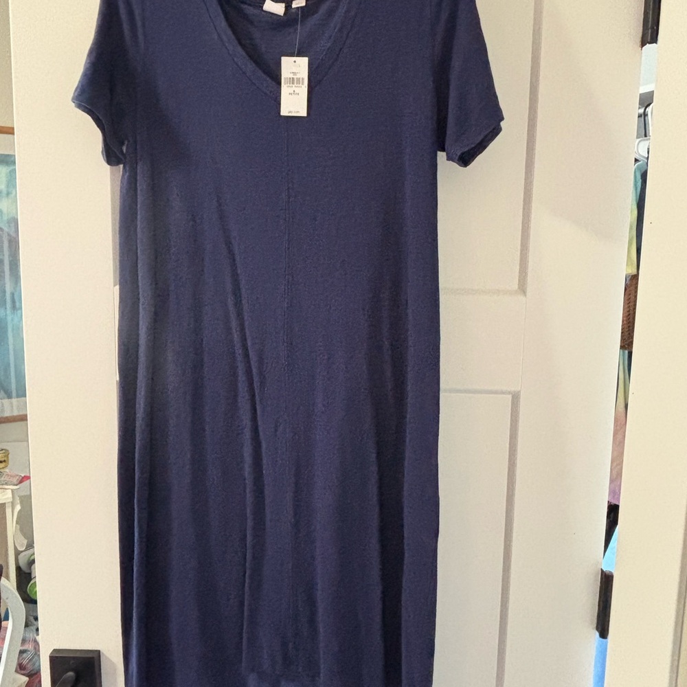 Navy Blue V-Neck Women's Dress